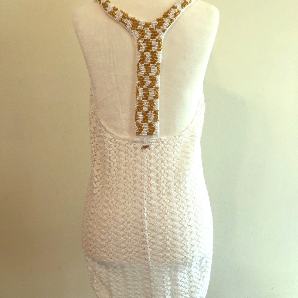 Roxy white open knit cover-up